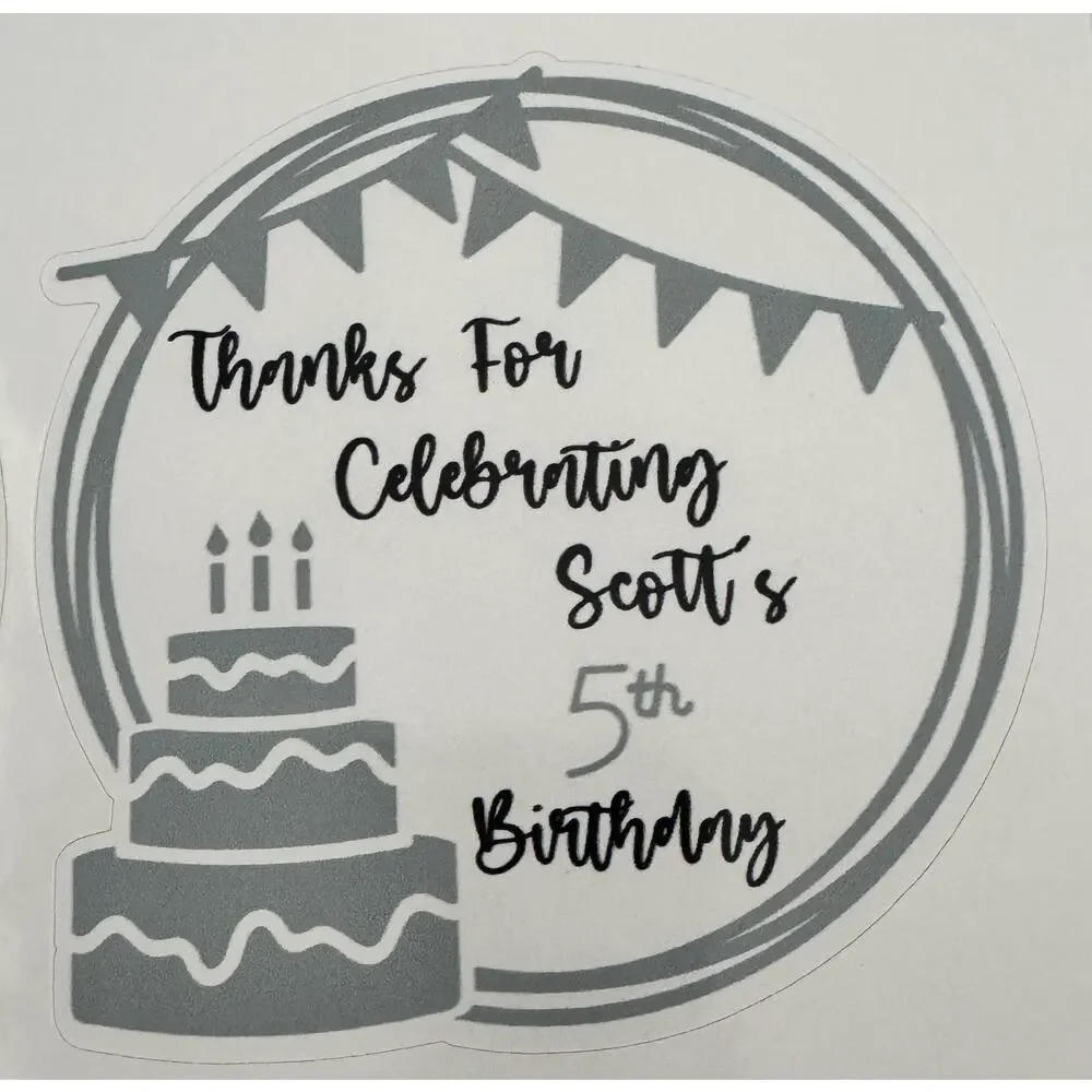 Custom Birthday Thank You Bags with Stickers: Personalized Favor Labels